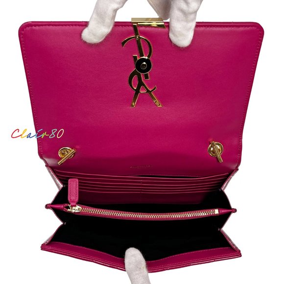 Vicky Patent Matelassé Leather Wallet on Chain - Picture 6 of 10